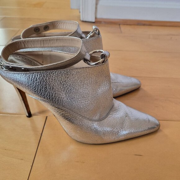 Altuzurra Silver Ankle Strap Heels Sz 40 - Picture 9 of 10